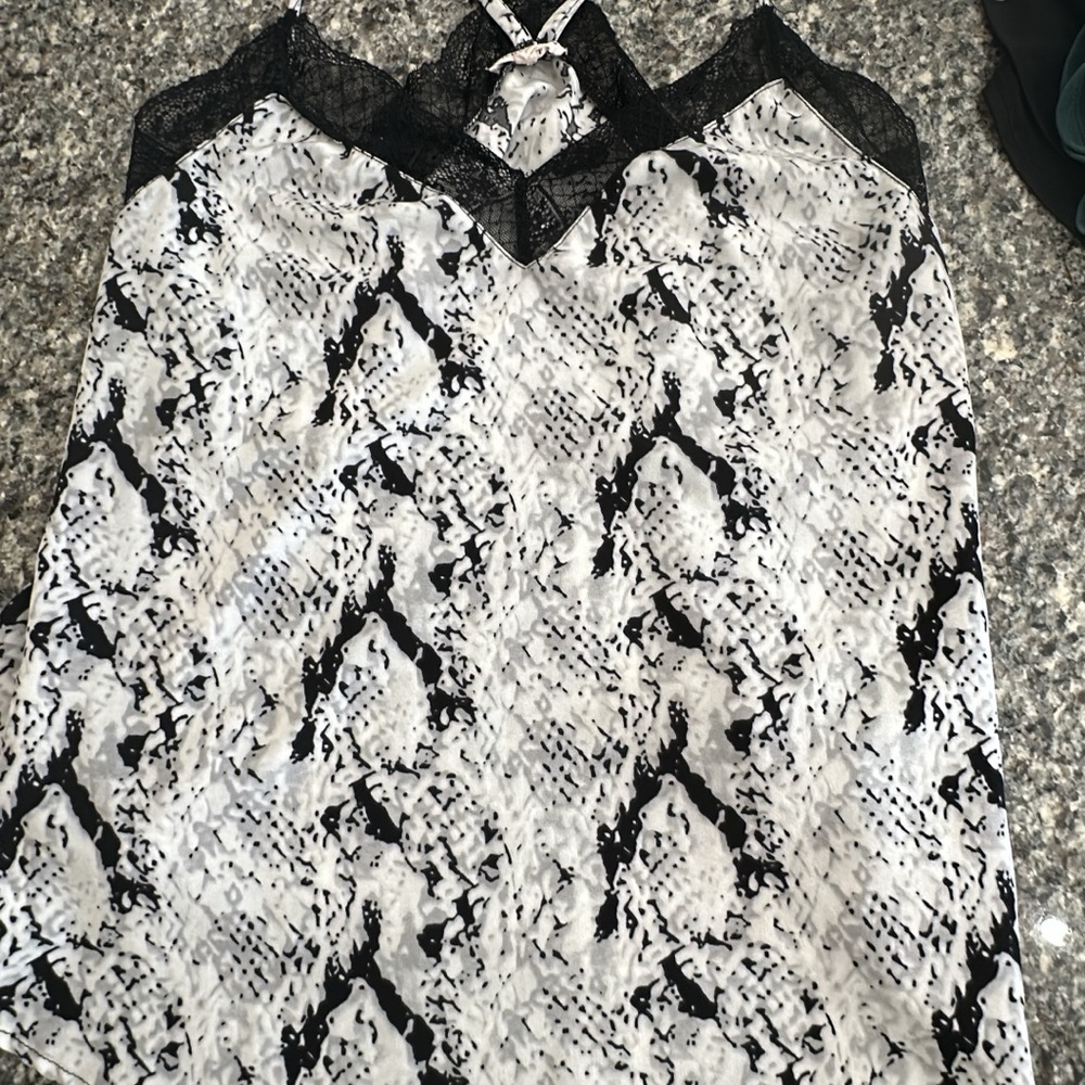Black and White Snakeskin Print Top
